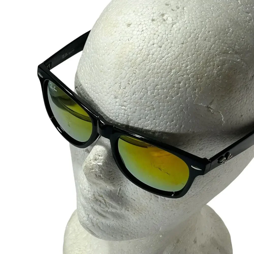Ray-Ban RB2132 New Wayfarer Classic Sunglasses Black Frame Gold Mirrored Lens